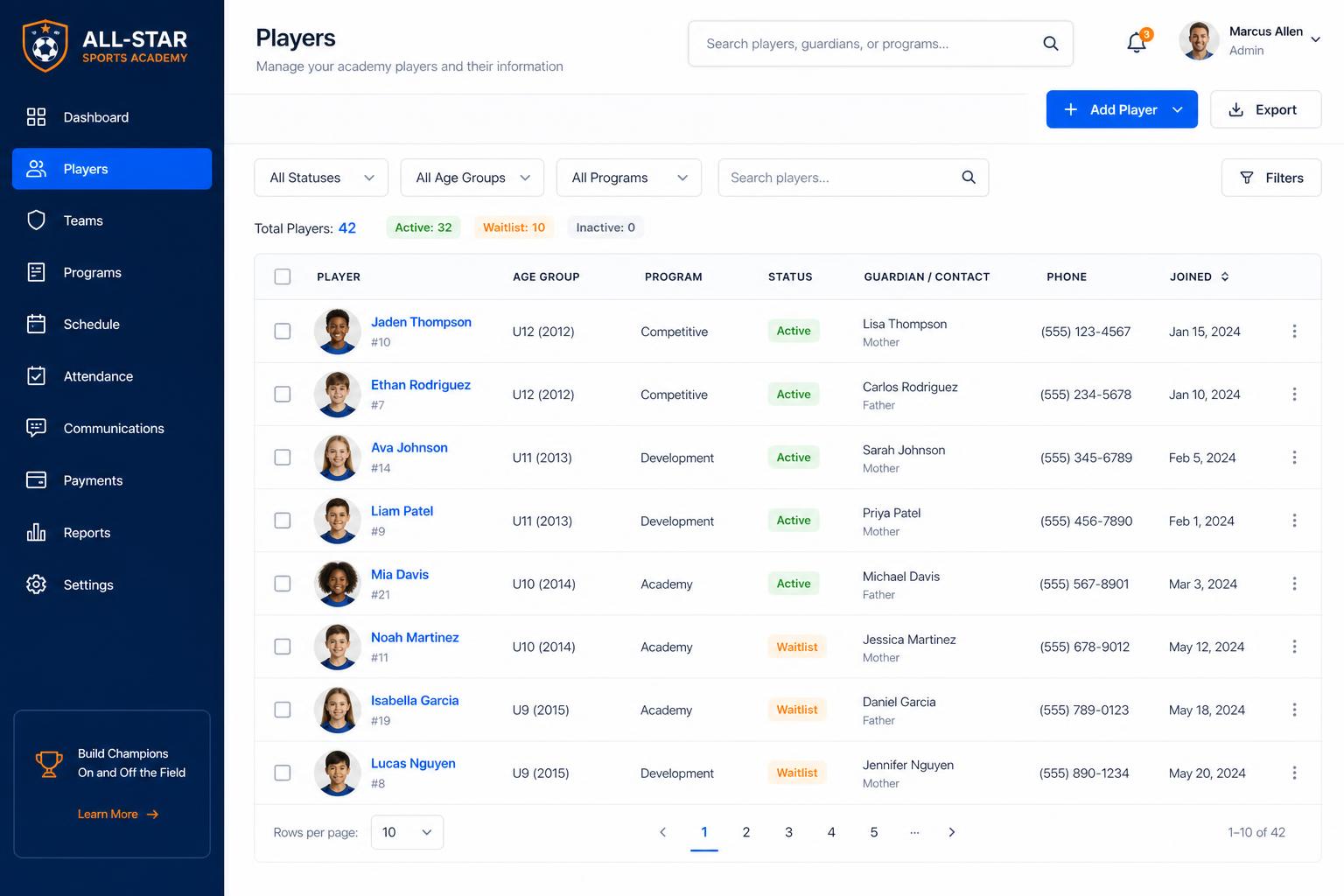NextChamp — Players module